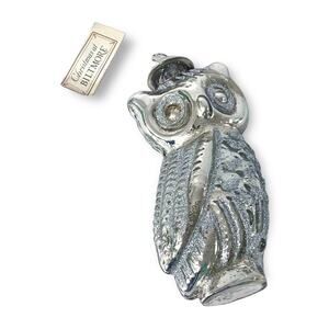 Christmas of Biltmore Silver Town Glitter 5" Collectible Glass Owl Ornament